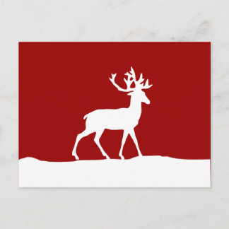 Cartão Postal Deer Silhouette - Vermelho e Branco