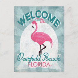 Cartão Postal Deerfield Beach, Florida Pink Flamingo Retro