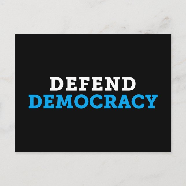 Cartão Postal Defend Democracy Black Postcard (Frente)