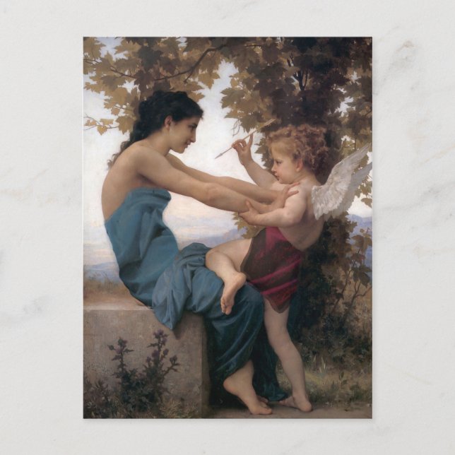 Cartão Postal Defendendo um coração contra o Eros Bougereau (Frente)