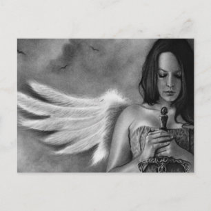 Cartão Postal Defensor Anjo Espada Menina