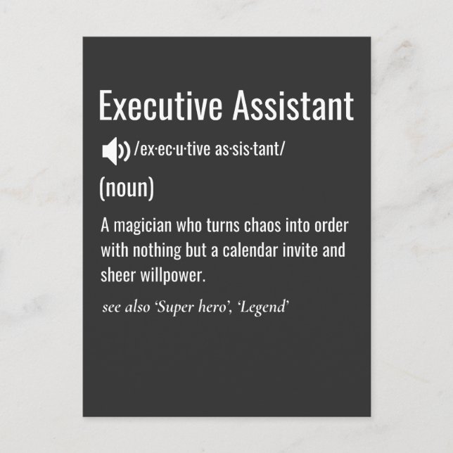 Cartão Postal Definição de Assistente Executivo (Frente)