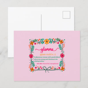 Cartão Postal Definição de Avó Flor Frame Glamma