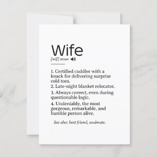 Cartão Postal Definição de Esposa Engraçada e Corajosa