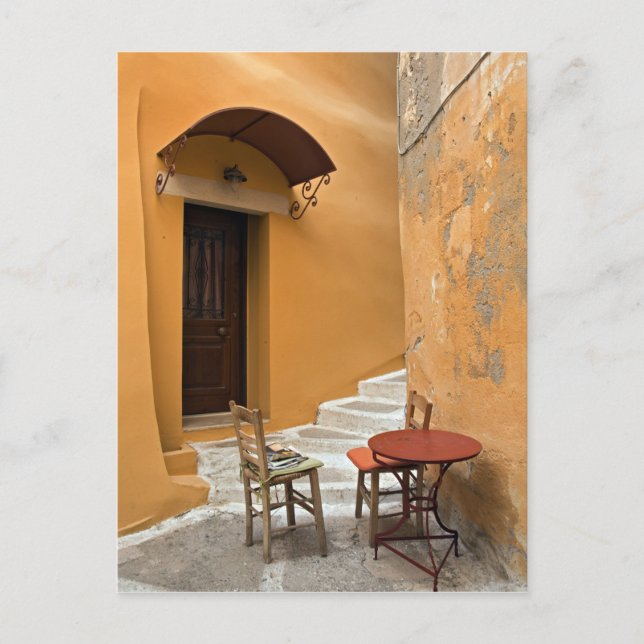 Cartão Postal Definição de mesa para Sidewalk, Chania, Creta, Gr (Frente)