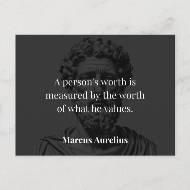 Cartão Postal Definindo Valor: Marcus Aurelius em Valores (Frente)