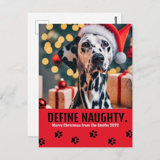 Cartão Postal Definir Feriado Vermelho de Natal com Foto de Pet  (Frente/Verso)