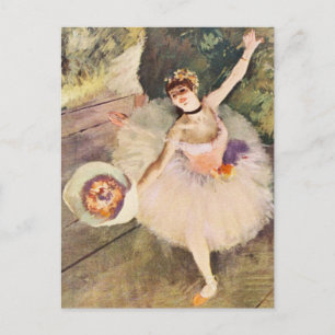 Cartão Postal Degas Bailarina com Buquê de Flores