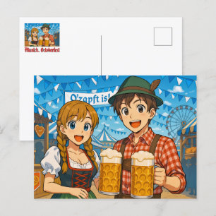 Cartão Postal Degustação de cerveja durante o Oktoberfest em Mun