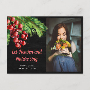 Cartão Postal Deixar o Céu e a Natureza Cantarem o Berry Vermel