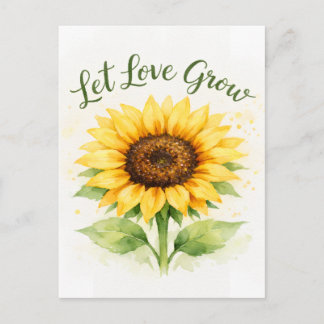 Cartão Postal Deixe o Amor Crescer – Girassol Aquarela