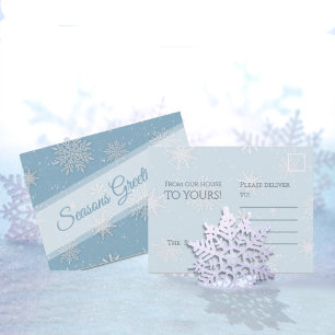 Cartão Postal Deixe-o nevar cartão-postal azul