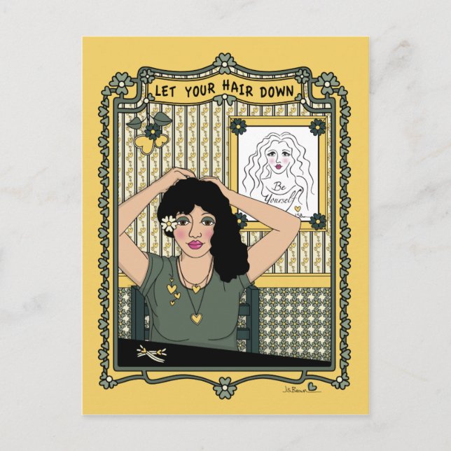 Cartão Postal Deixe seu cabelo para baixo_C_ Postcard (Frente)