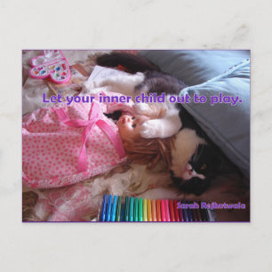 Cartão Postal Deixe seu filho interno sair Tuxedo Gato tocar car