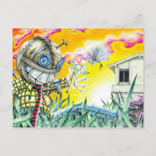 Cartão Postal Deja Vudoo - Boneca de Alfinetes Colorida Arte