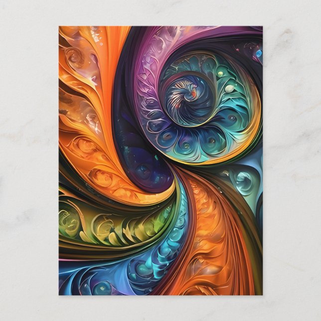 Cartão Postal Dekokissen: fraktales modernes design, farbenfroh  (Frente)