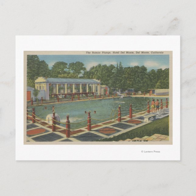 Cartão Postal Del Monte, CA - A mergulho romano no Hotel (Frente)