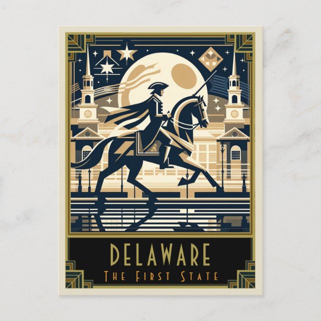 Cartão Postal Delaware | Art Deco (Frente)