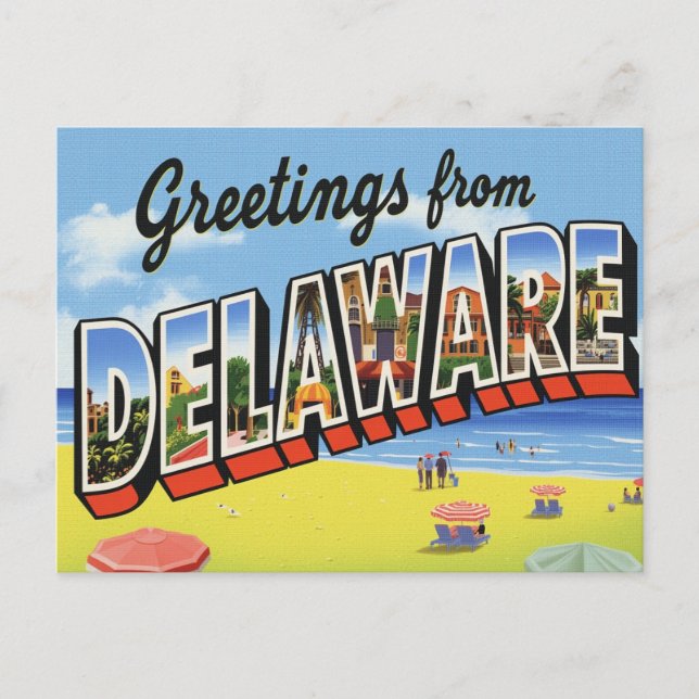 Cartão Postal Delaware Coastal Beach Town (Frente)