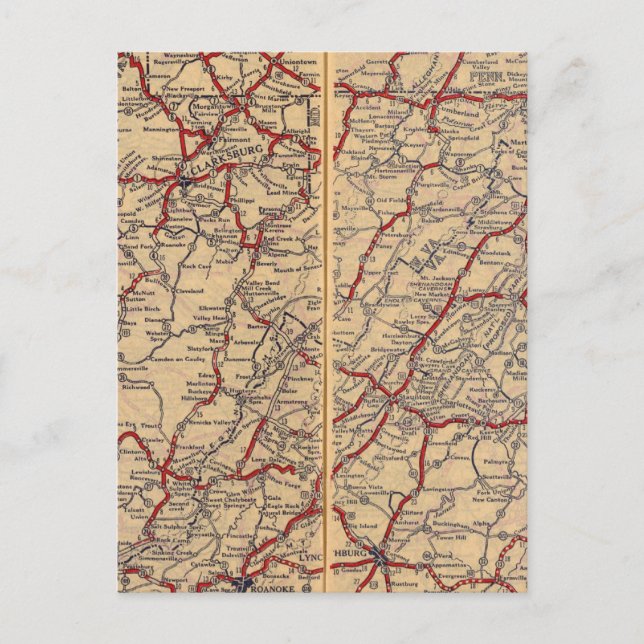 Cartão Postal Delaware, Maryland, Virgínia Ocidental (Frente)