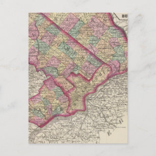 Cartão Postal Delaware, Montgomery, condados Bucks
