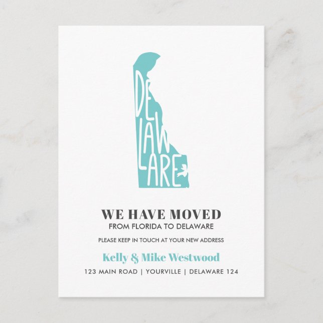 Cartão Postal DELAWARE Movimentamos novo endereço Novo lar (Frente)