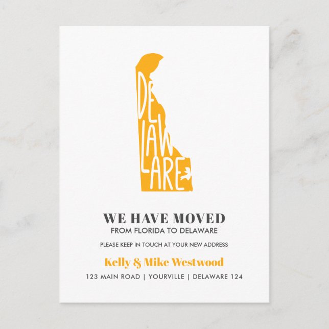 Cartão Postal DELAWARE Movimentamos novo endereço Novo lar (Frente)