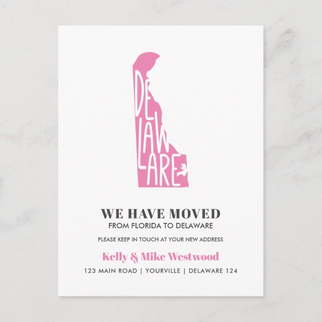 Cartão Postal DELAWARE Movimentamos novo endereço Novo lar (Frente)