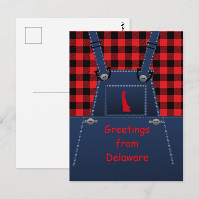 Cartão Postal Delaware Overalls Xadrez Buffalo (Frente/Verso)
