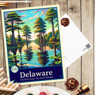 Cartão Postal Delaware Postcard ao estilo Anime com sombreamen
