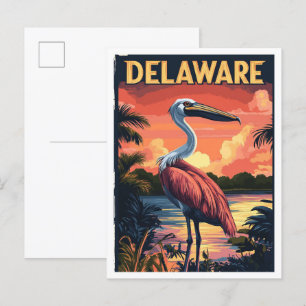 Cartão Postal Delaware USA Art Vintage Illustration Viagem