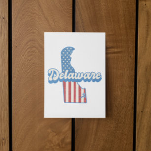 Cartão Postal Delaware USA Map bandeira americana