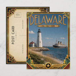 Cartão Postal Delaware Vintage Art Deco Idade Dourada