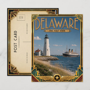 Cartão Postal Delaware Vintage Art Deco Idade Dourada