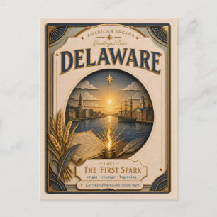 Cartão Postal Delaware Vintage Paper Cut American Arcana