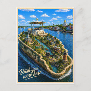 Cartão Postal Delaware Wish You Were Here Série de Estados