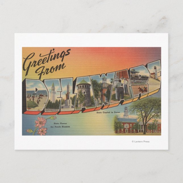 Cartão Postal DelawareGrande Letra CenasDelaware (Frente)
