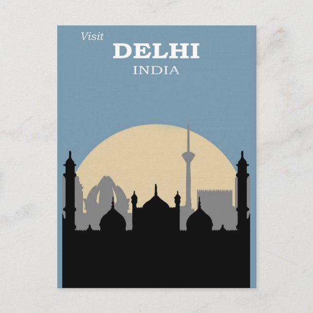 Cartão Postal Delhi Antiga Céu da Cidade Viagem Índia (Frente)