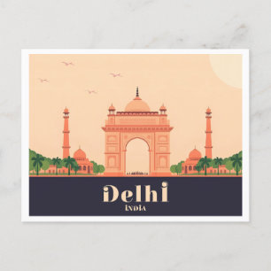 Cartão Postal Delhi India Pastel Viagem Design