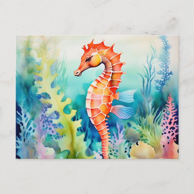 Cartão Postal Delicar Cavalo-marinho com Coral-Recife (Frente)