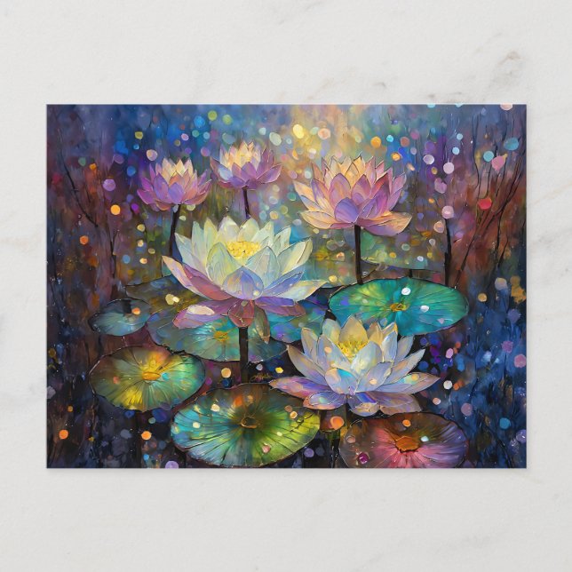 Cartão Postal Delicate Lotus Flowers Blossoming in the Snow (Frente)