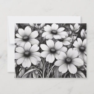 Cartão Postal Delícia Floral Monocromática em Bloom