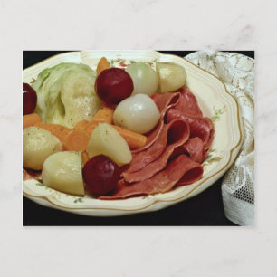 Cartão Postal Delicioso Corned beef e repolho