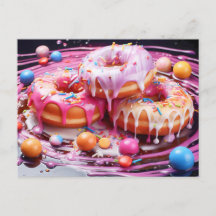 Delicioso donut com glacê de açúcar, vista superio