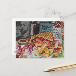 Cartão Postal delicioso sanduíche e batata frita diário lixo Col