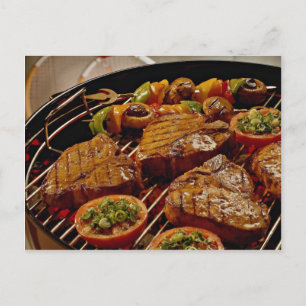 Cartão Postal Deliciosos bifes de T-bone grelhados