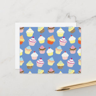 Cartão Postal Deliciosos Cupcakes de Aniversário Decorados