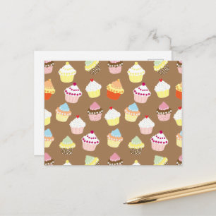 Cartão Postal Deliciosos Cupcakes de Aniversário Decorados