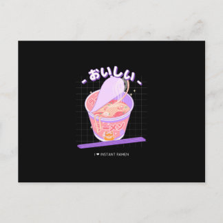 Cartão Postal Deliciosos Noodles Adoro Ramen Instantâneo