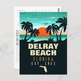 Cartão Postal Delray Beach Retro Sunset Souvenirs 60s